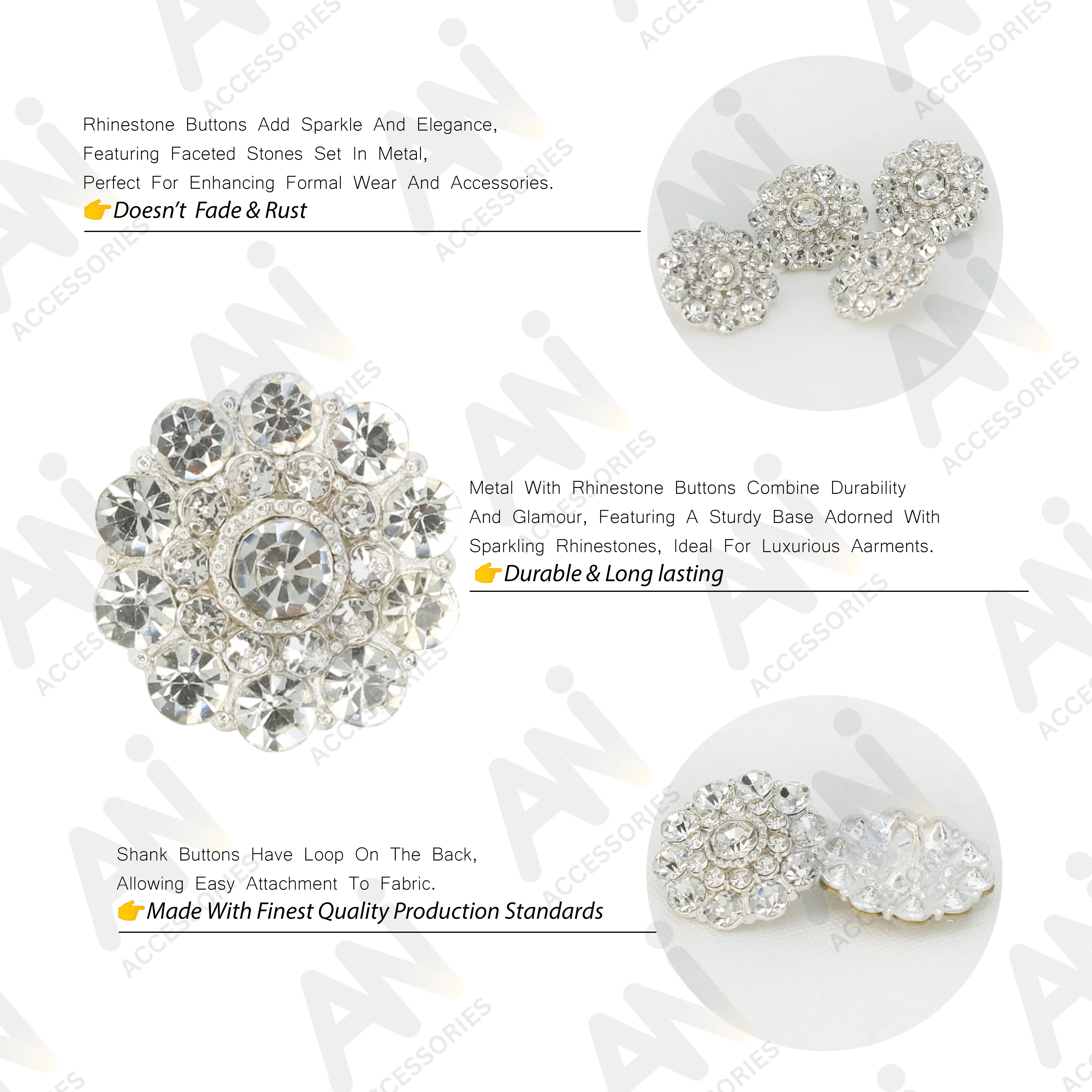 Sparkling Circle Metal Buttons
