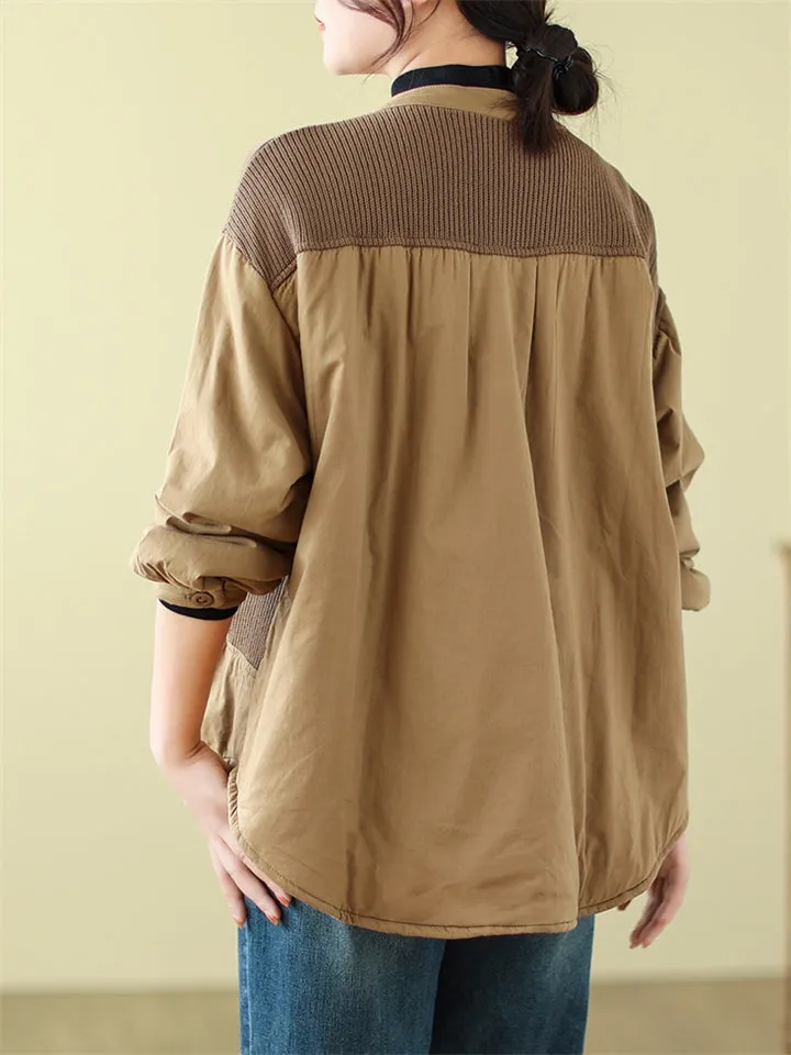 Splicing Literary Retro New Jackets for Ladies