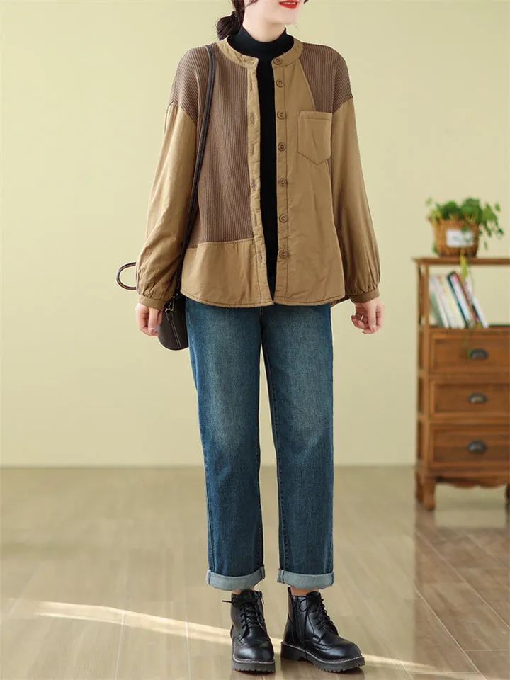 Splicing Literary Retro New Jackets for Ladies