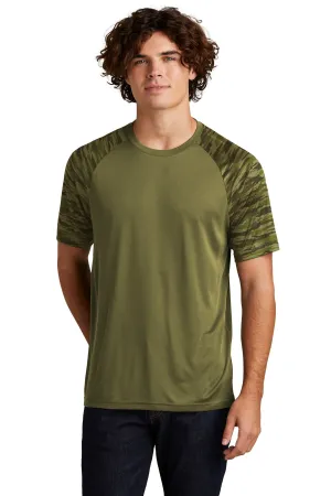 Sport-Tek Drift Camo Colorblock Tee ST376 Olive Drab Green