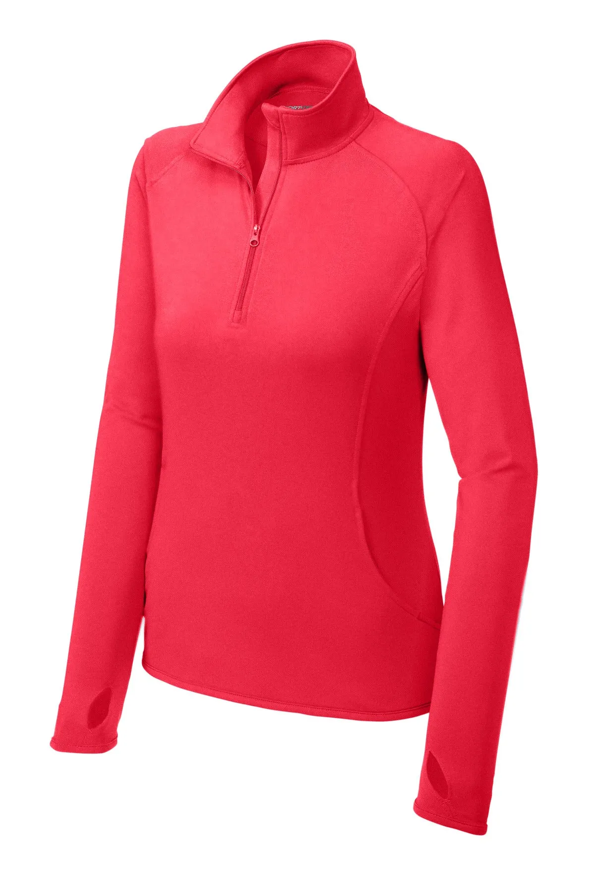 Sport-Tek Women's Sport-Wick Stretch 1/4-Zip Pullover. LST850 Hot Coral