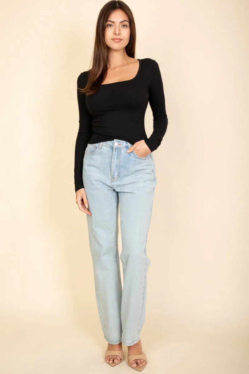Square Neck Long Sleeve Top (CAPELLA)