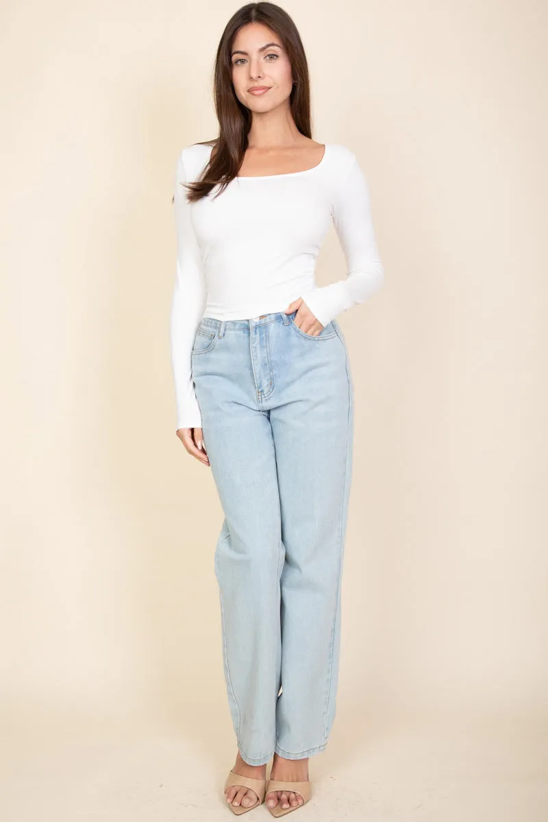 Square Neck Long Sleeve Top (CAPELLA)