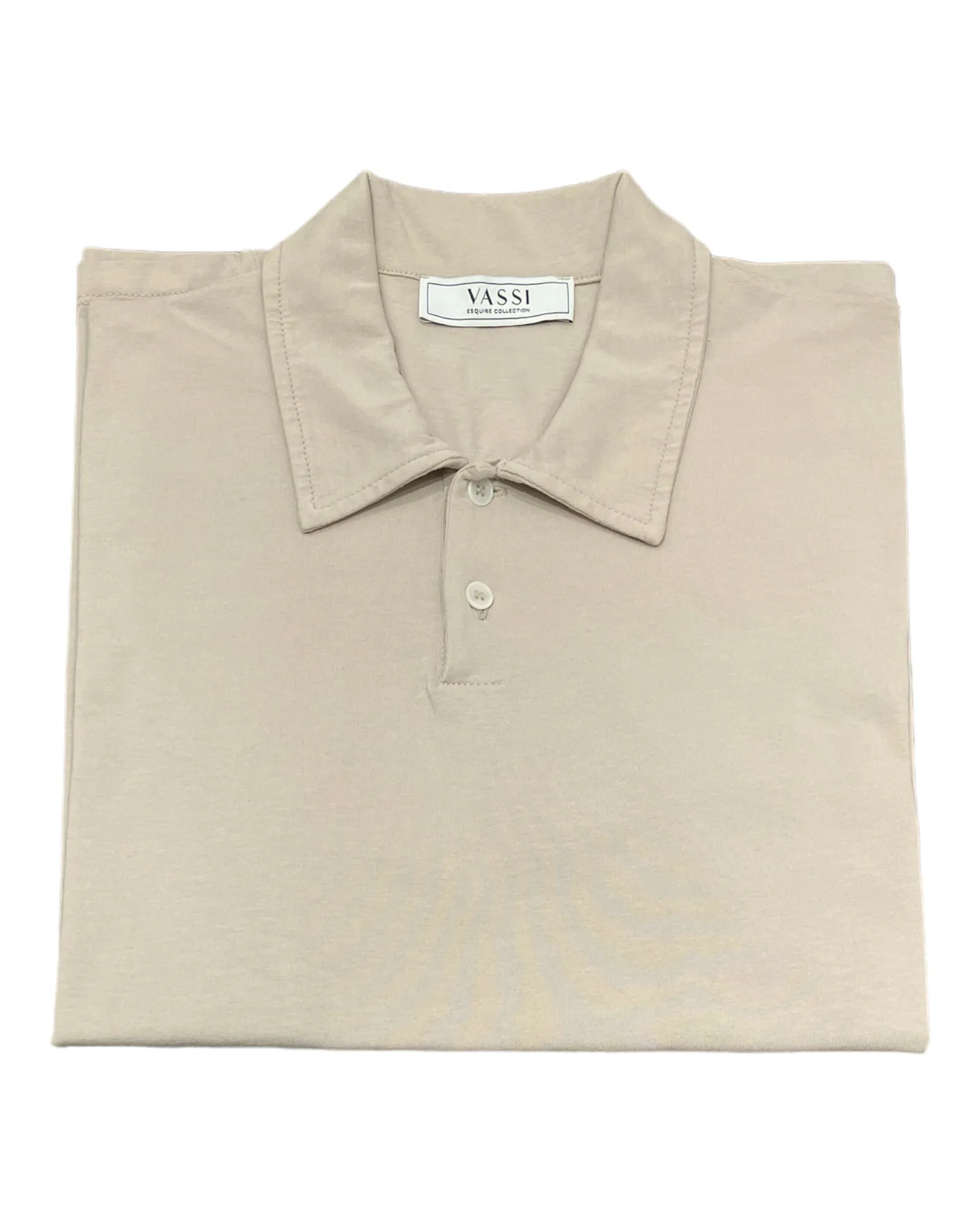 Stretch Cotton Polo T-Shirt - Beige