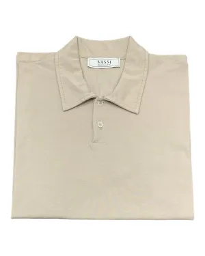 Stretch Cotton Polo T-Shirt - Beige