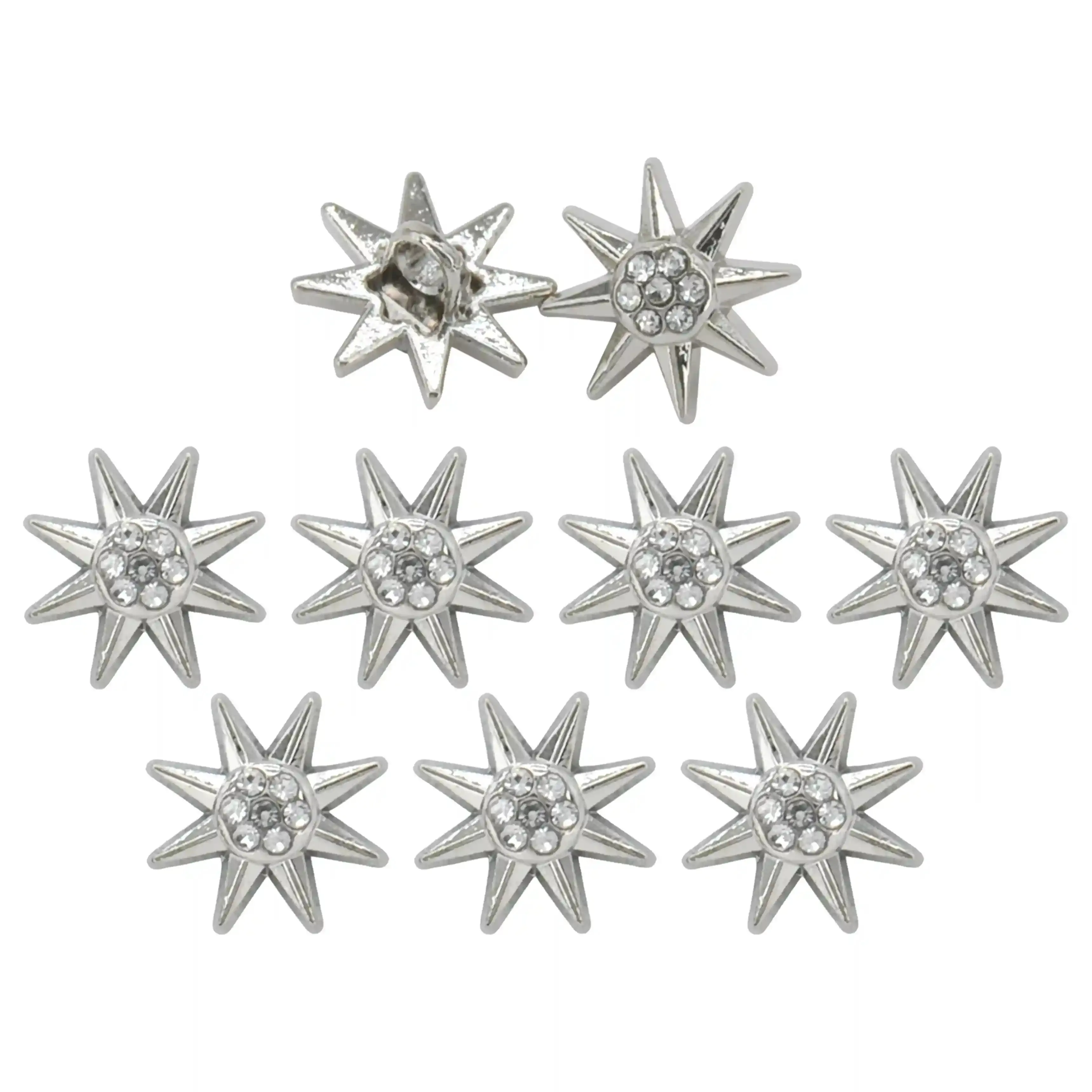 Sunburst Design Rhinestone 12mm Shirt Buttons