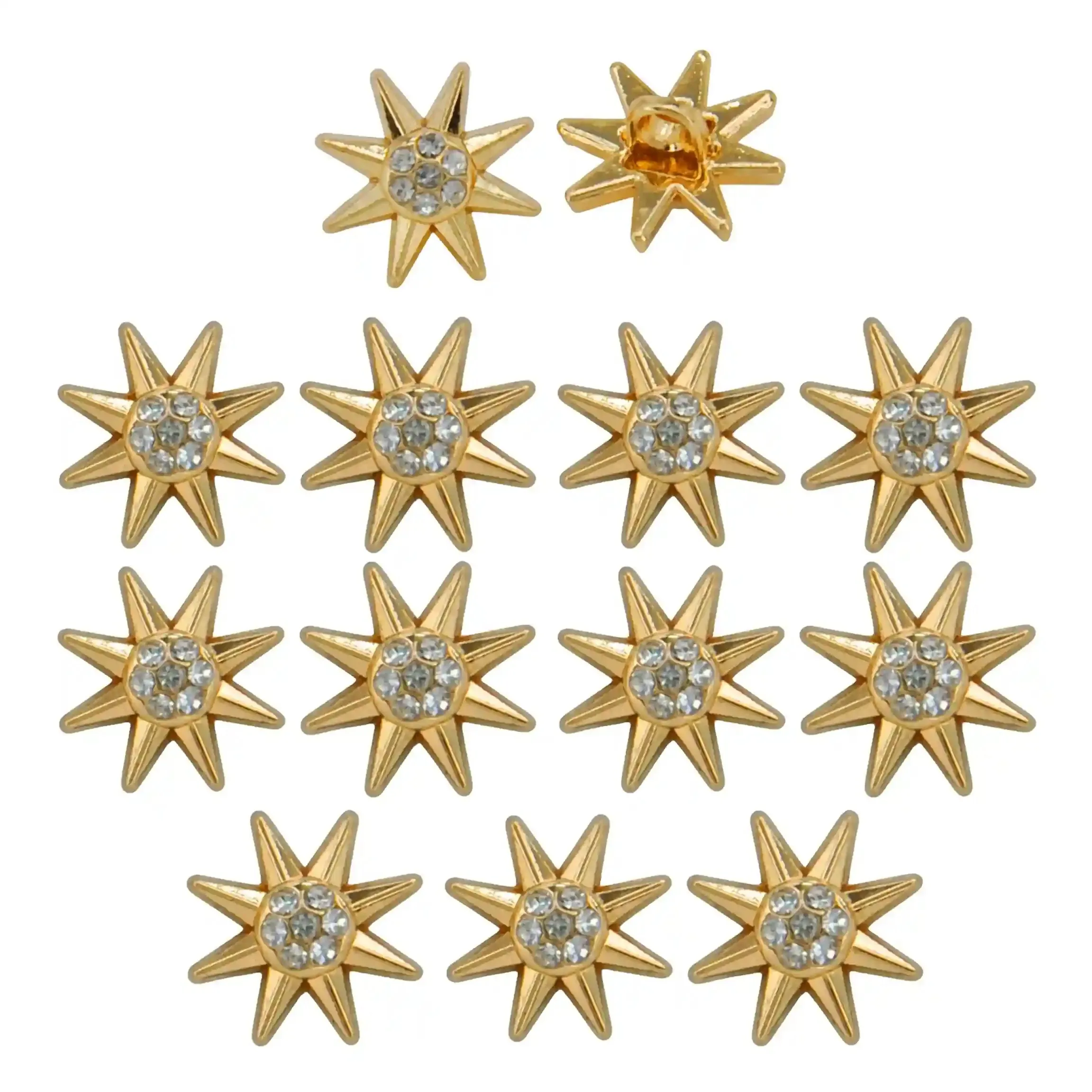 Sunburst Design Rhinestone 12mm Shirt Buttons