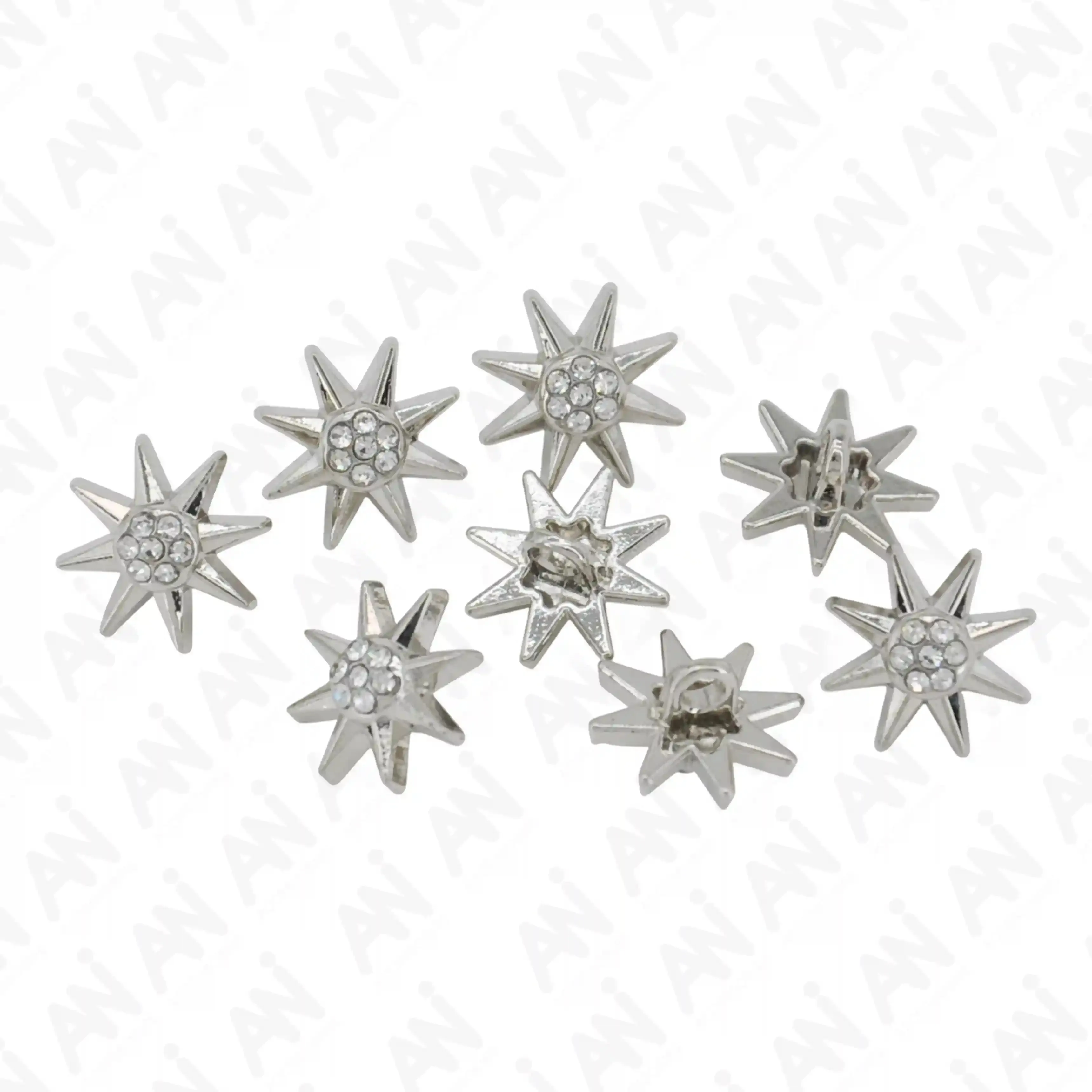 Sunburst Design Rhinestone 12mm Shirt Buttons