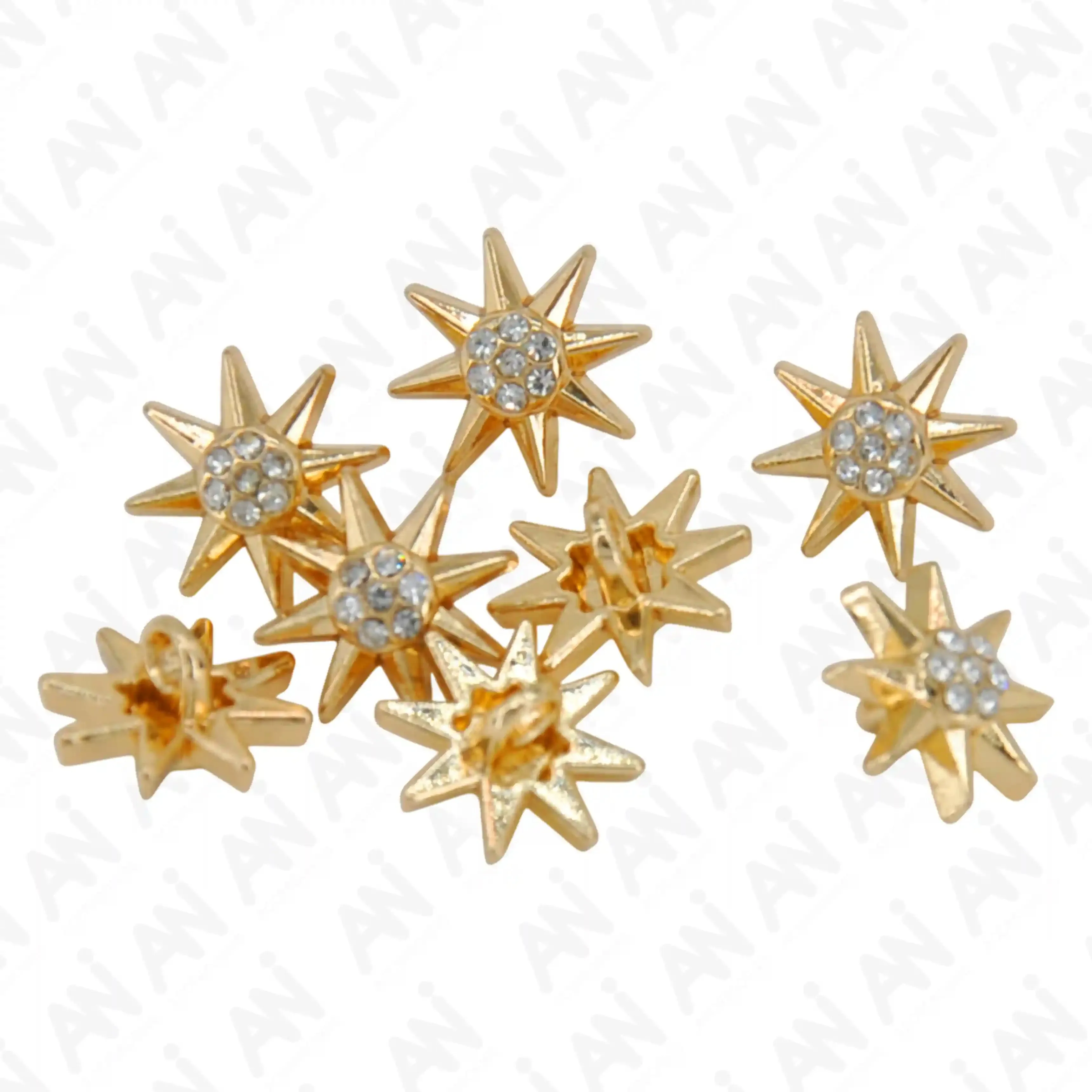 Sunburst Design Rhinestone 12mm Shirt Buttons