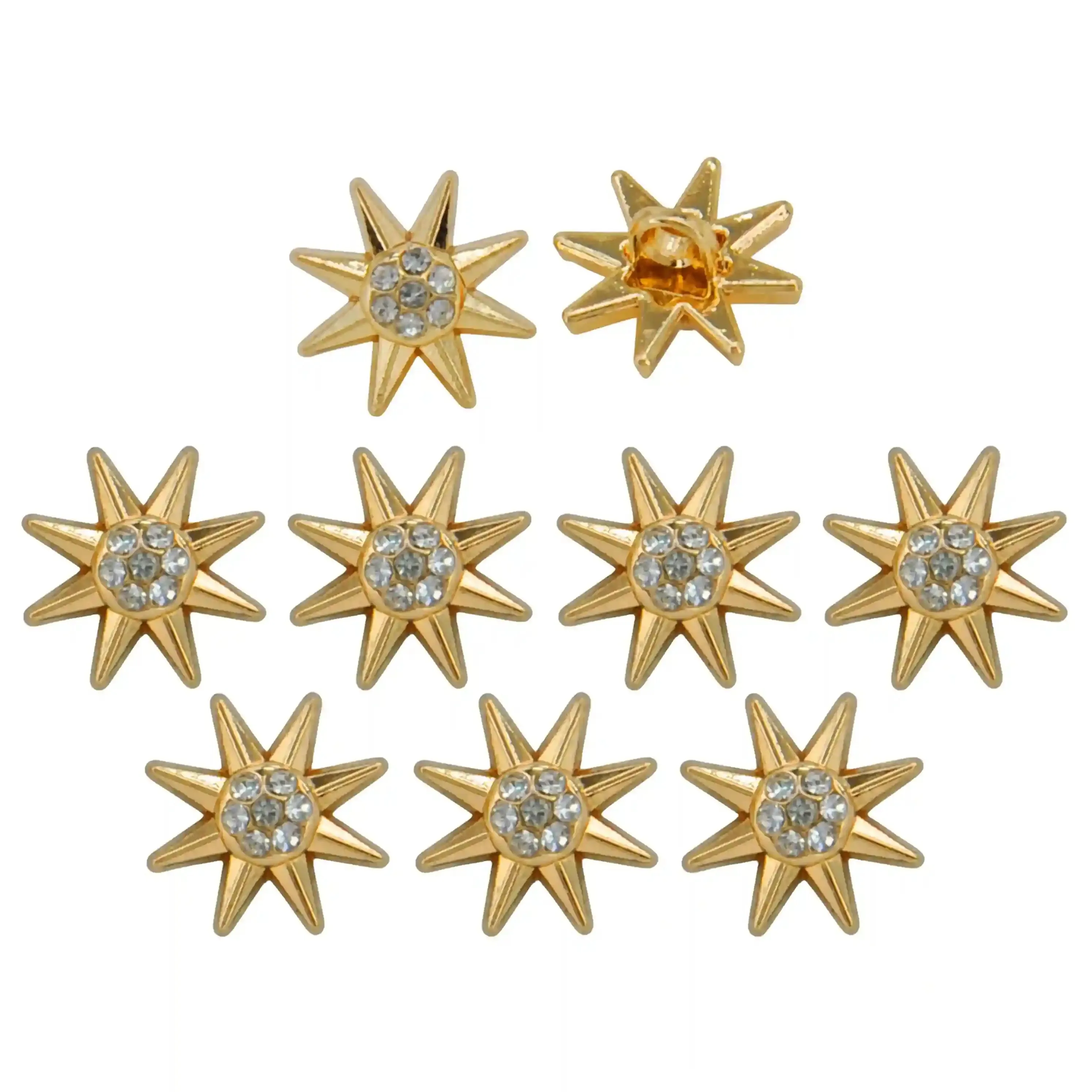 Sunburst Design Rhinestone 12mm Shirt Buttons