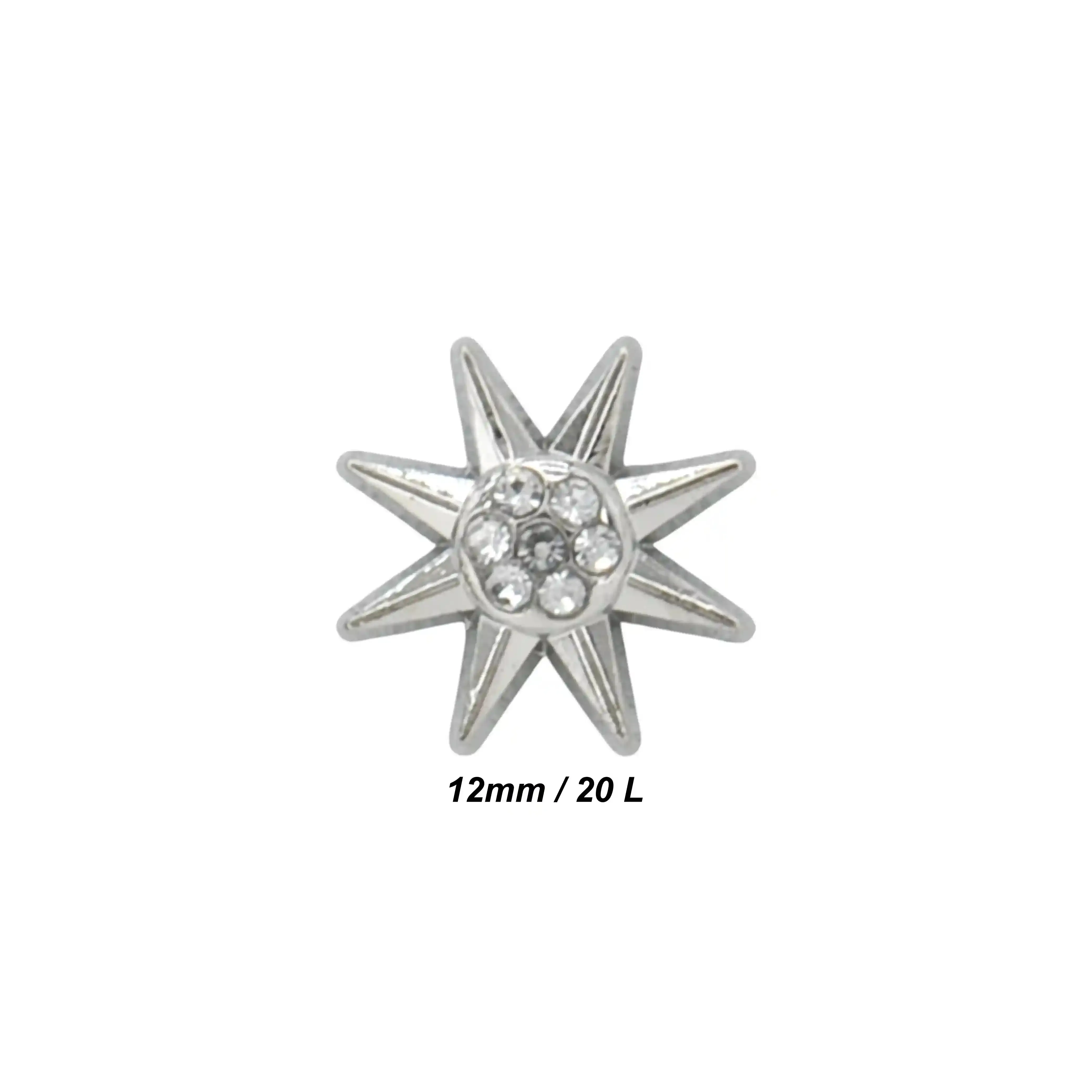Sunburst Design Rhinestone 12mm Shirt Buttons
