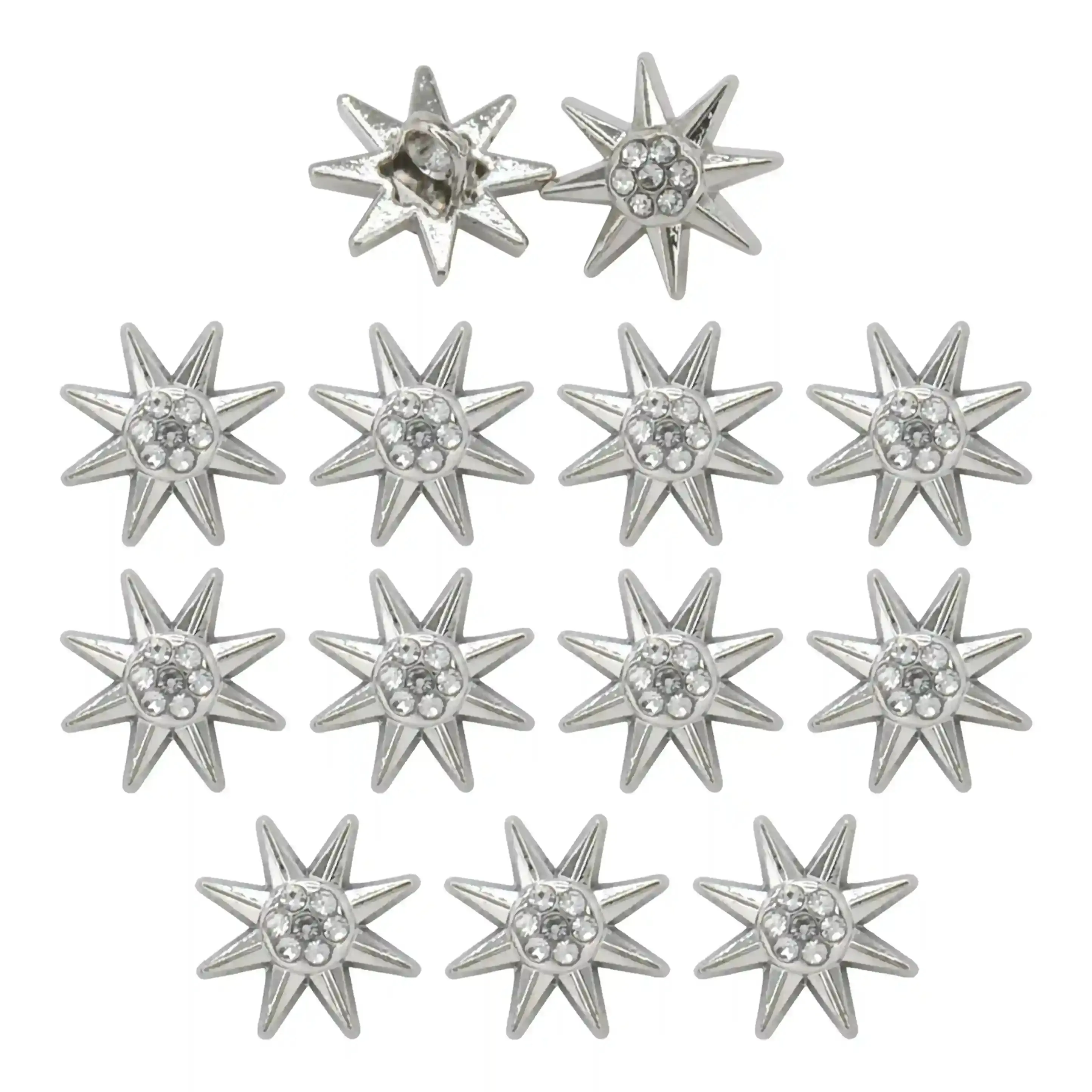 Sunburst Design Rhinestone 12mm Shirt Buttons