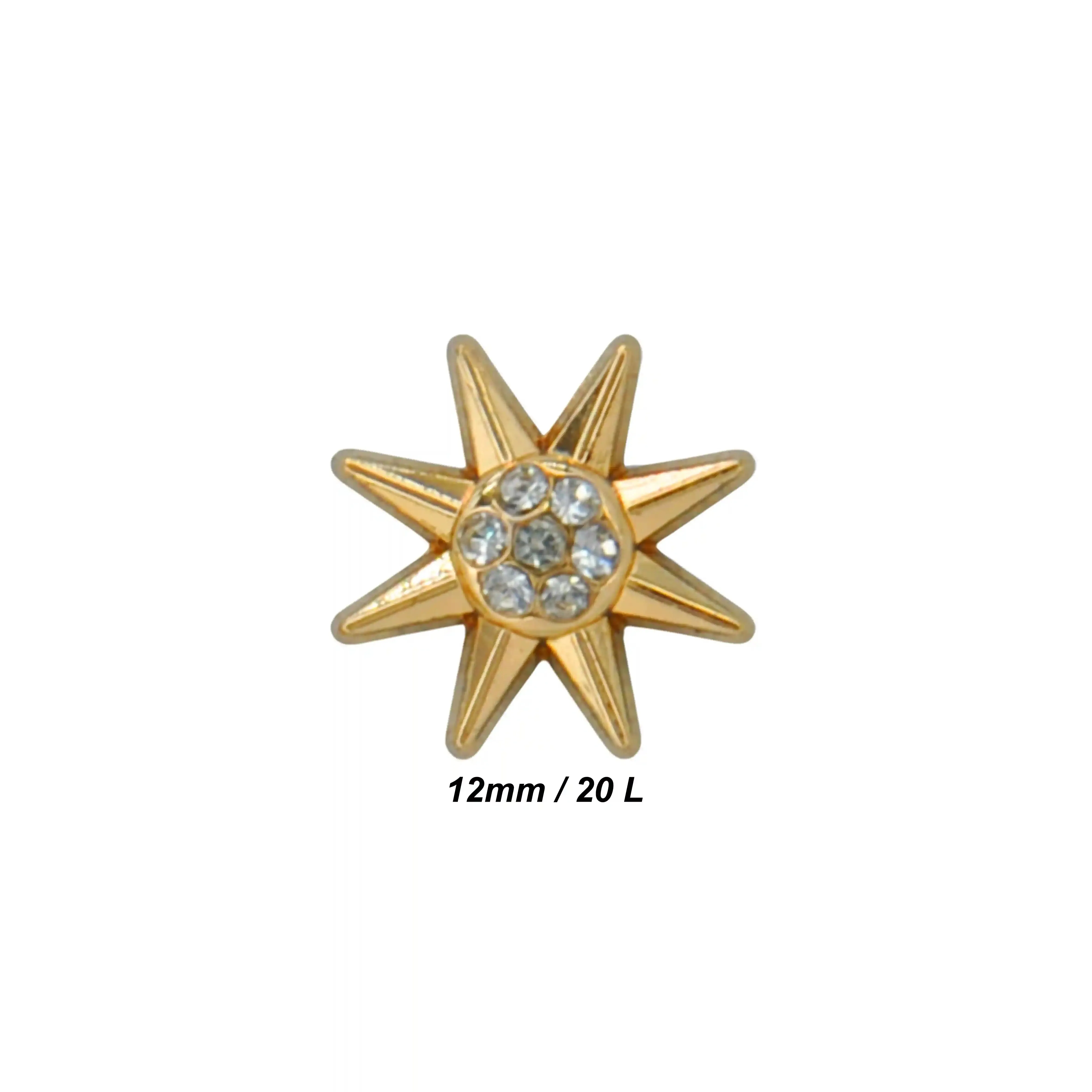 Sunburst Design Rhinestone 12mm Shirt Buttons