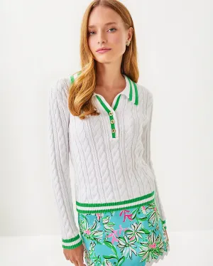 Suzette Sweater - Resort White X Fauna Green Tipping