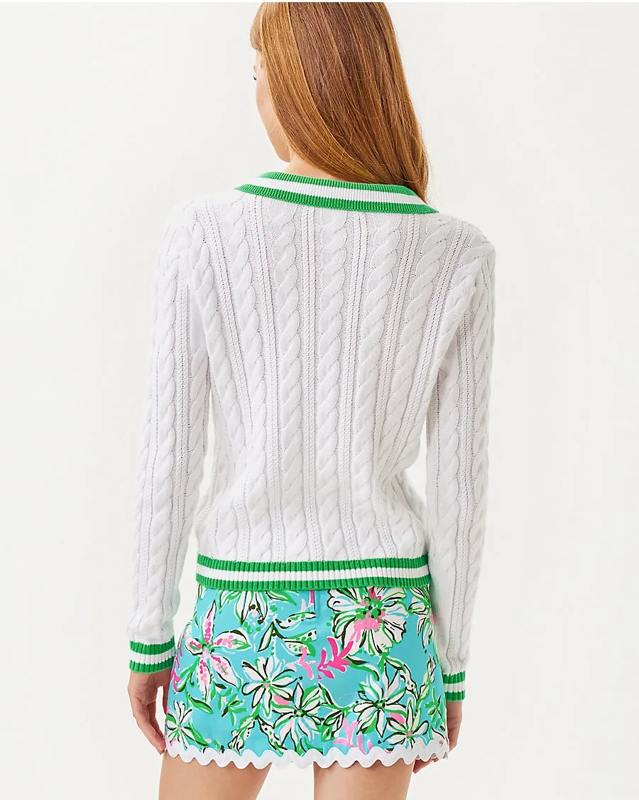 Suzette Sweater - Resort White X Fauna Green Tipping
