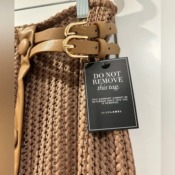 Tan Textured Mystique Midi Skirt - XL