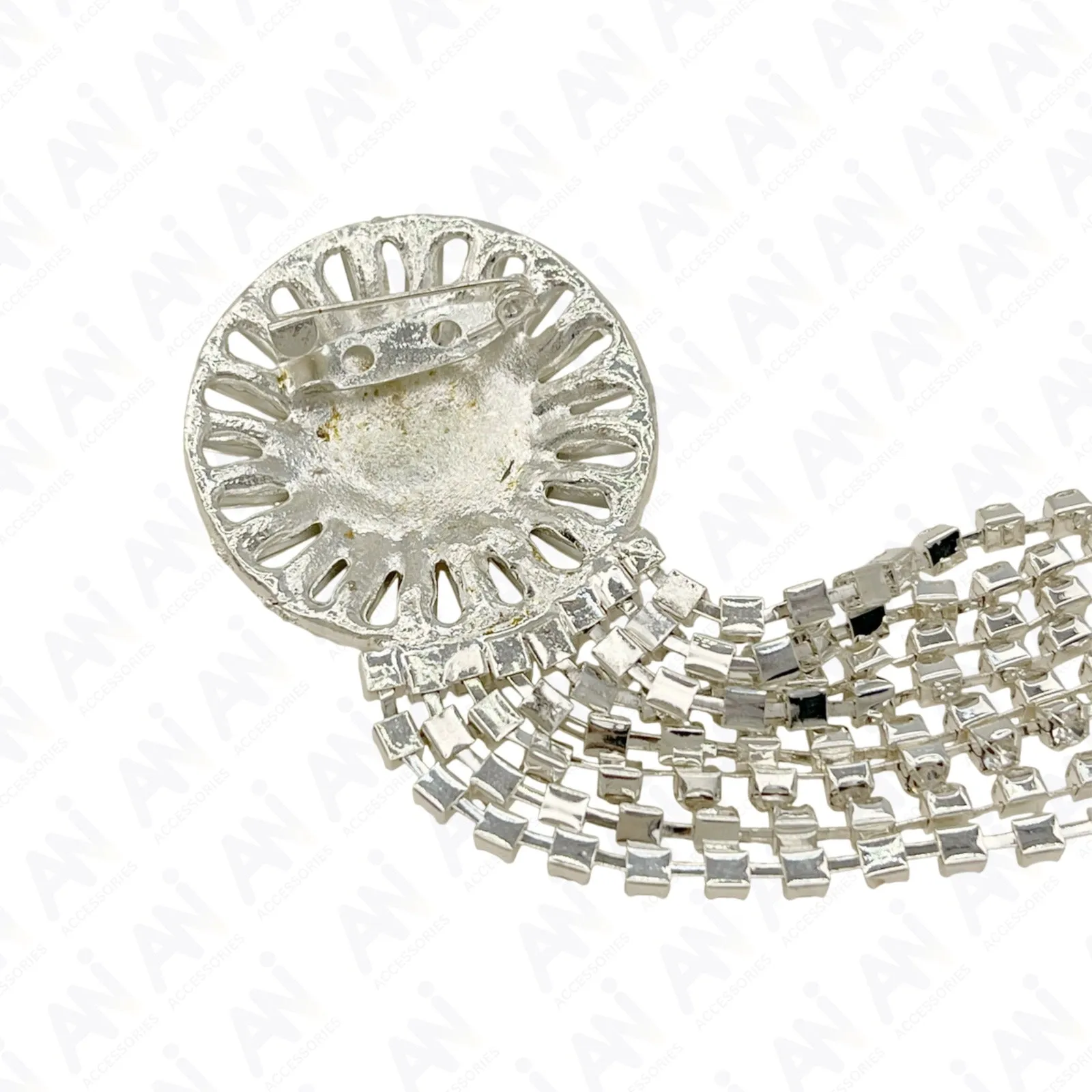 Tassel Rhine Stone Silver Brooch for Men & Women Fashion