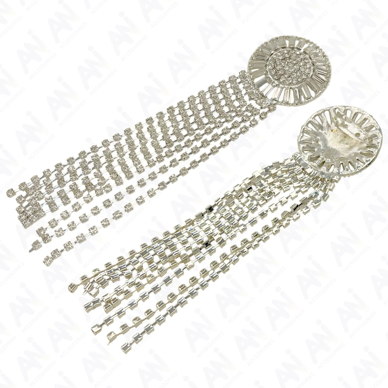 Tassel Rhine Stone Silver Brooch for Men & Women Fashion