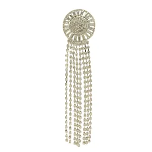 Tassel Rhine Stone Silver Brooch for Men & Women Fashion