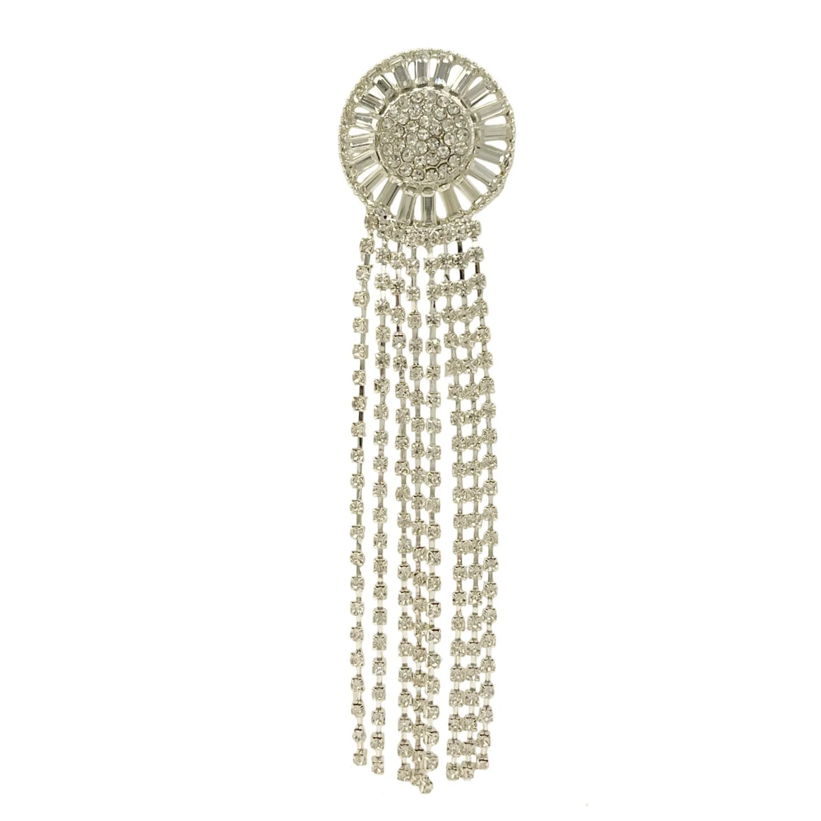 Tassel Rhine Stone Silver Brooch for Men & Women Fashion