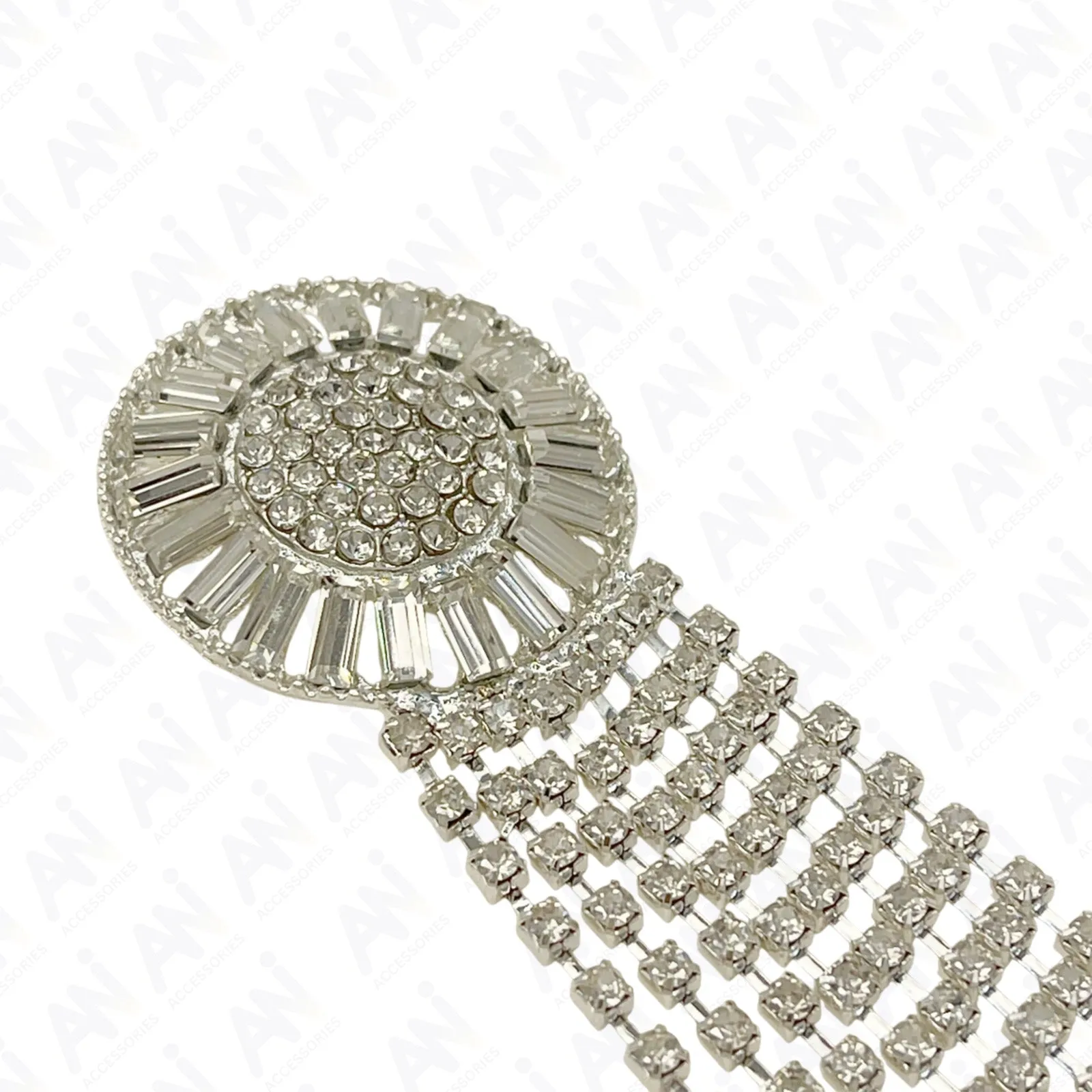 Tassel Rhine Stone Silver Brooch for Men & Women Fashion