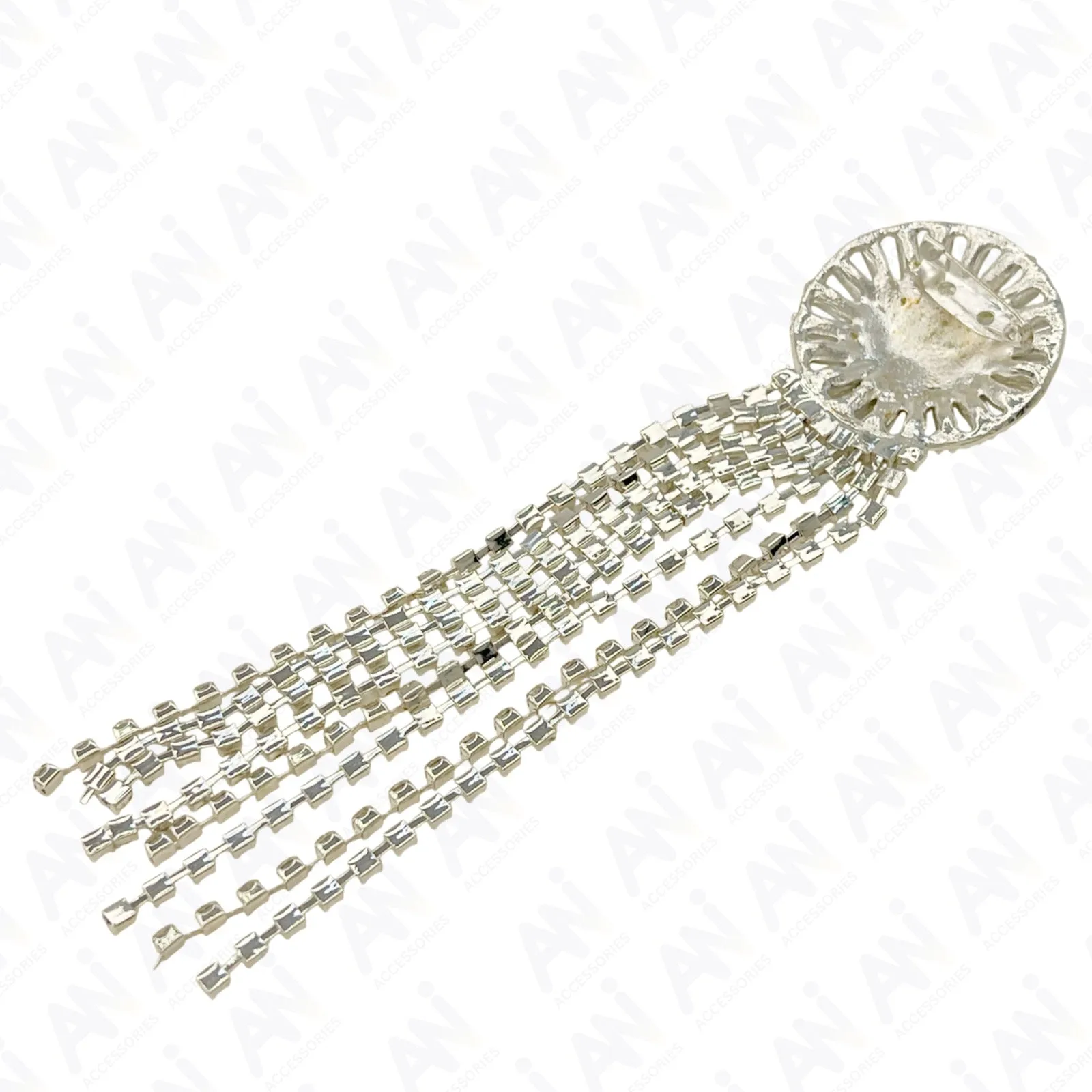 Tassel Rhine Stone Silver Brooch for Men & Women Fashion