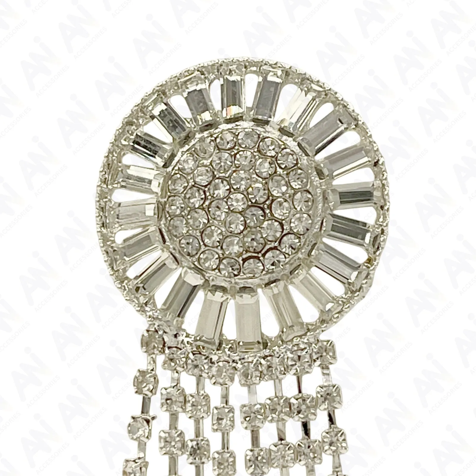 Tassel Rhine Stone Silver Brooch for Men & Women Fashion