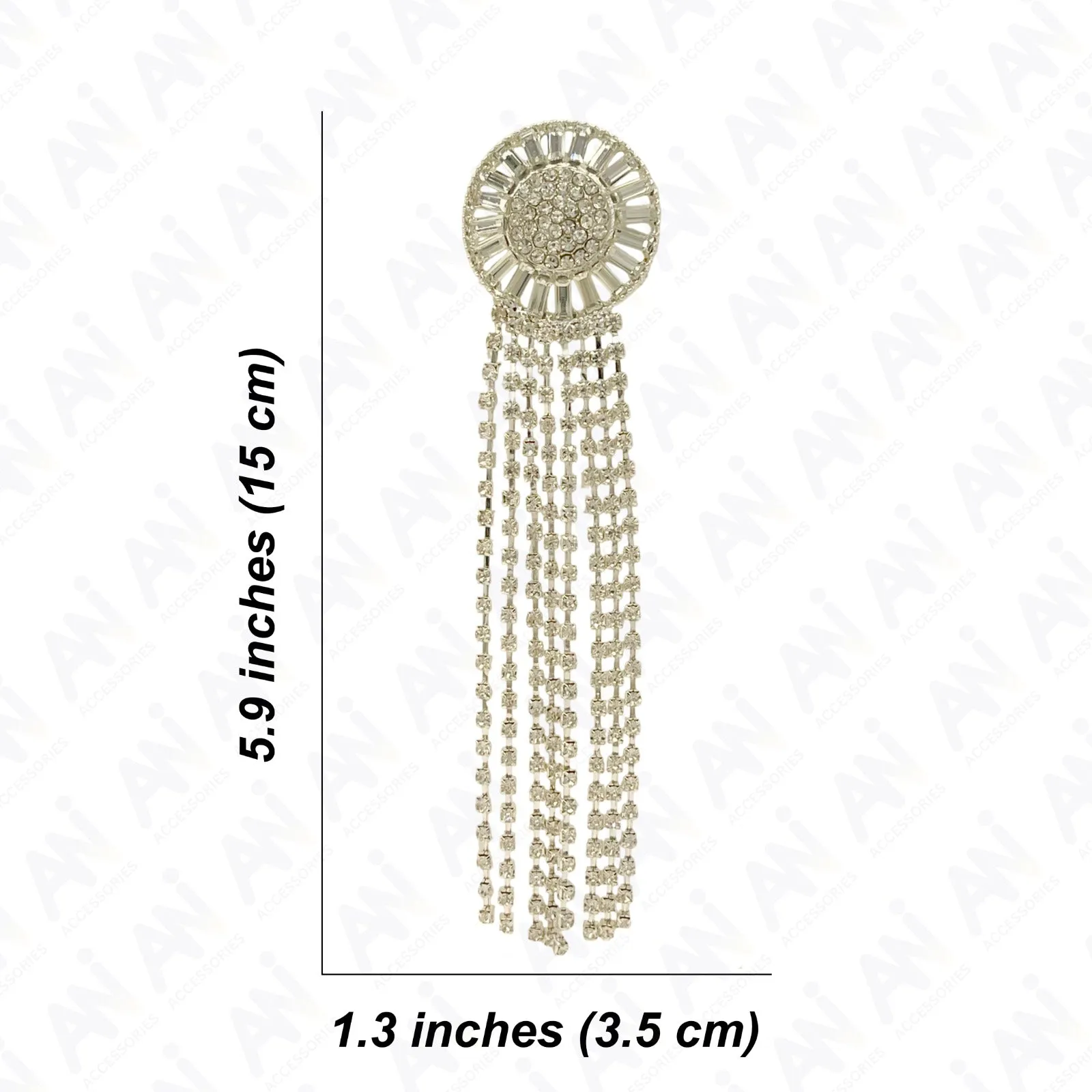 Tassel Rhine Stone Silver Brooch for Men & Women Fashion