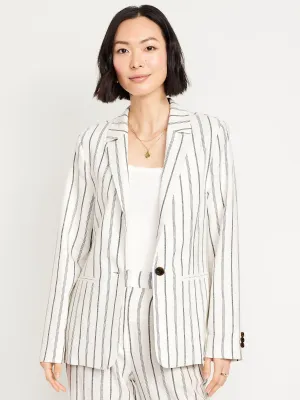 Taylor Fitted Linen-Blend Suit Blazer