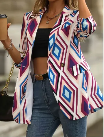 Teena blazer with geometric pattern
