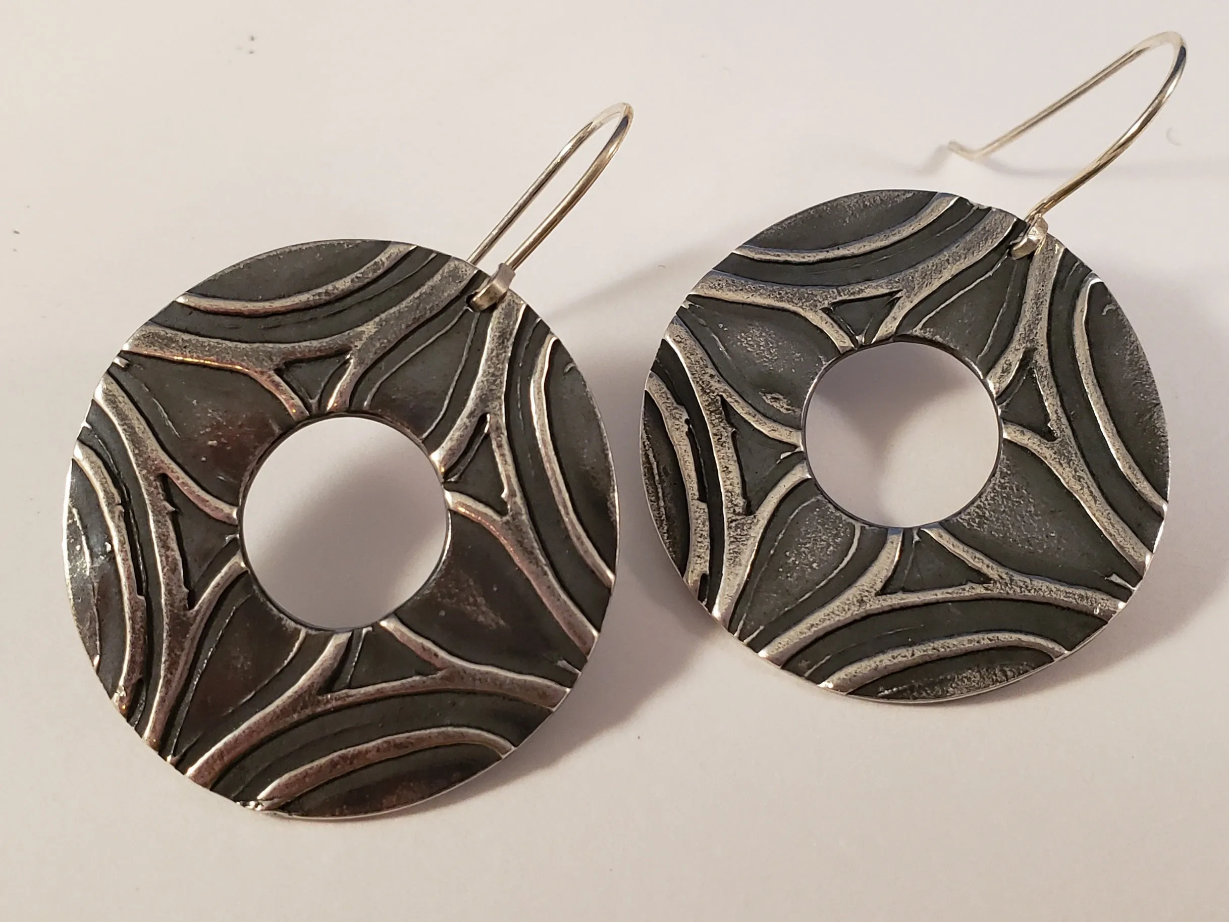 Textured Silver Earrings
