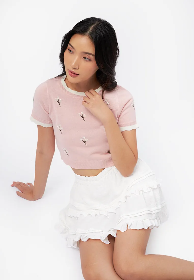 Textured Tiered Mini Skirt