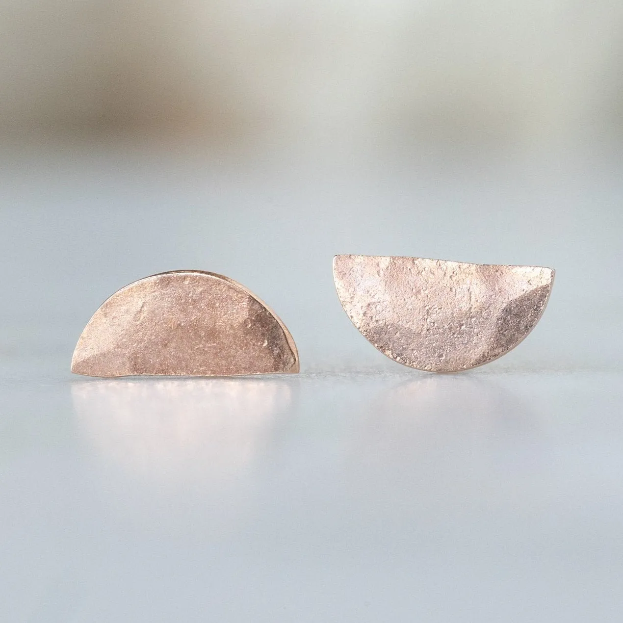 The Gold Half Moon Stud Earrings | 14K Rose Gold
