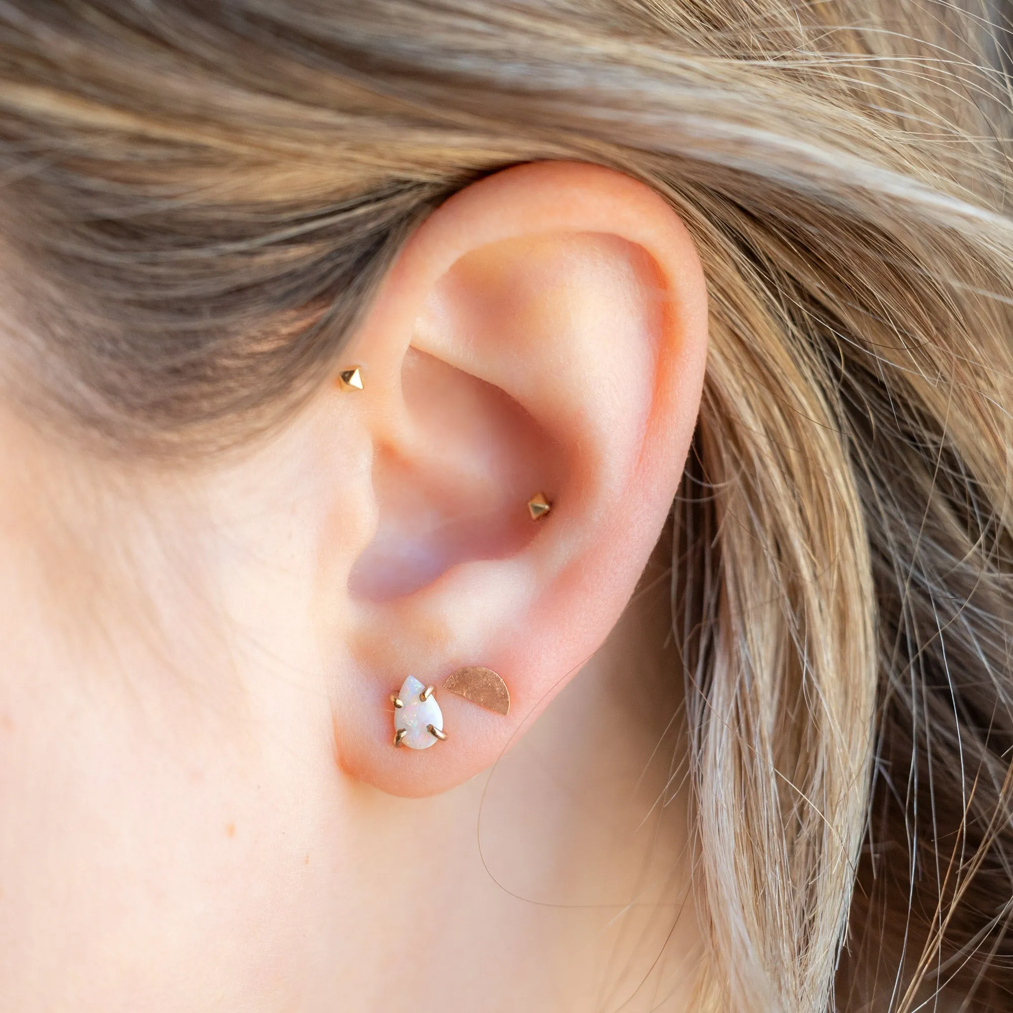 The Gold Half Moon Stud Earrings | 14K Rose Gold