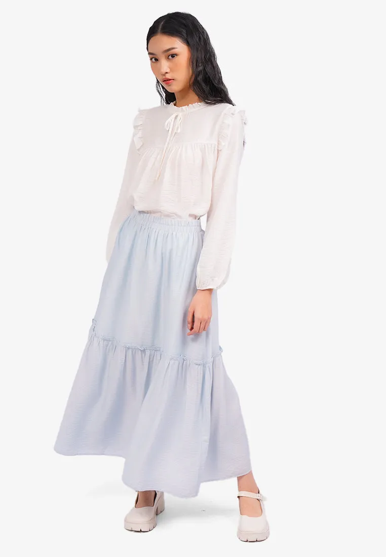 Tiered Maxi Skirt Blue