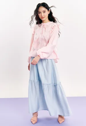 Tiered Maxi Skirt Blue