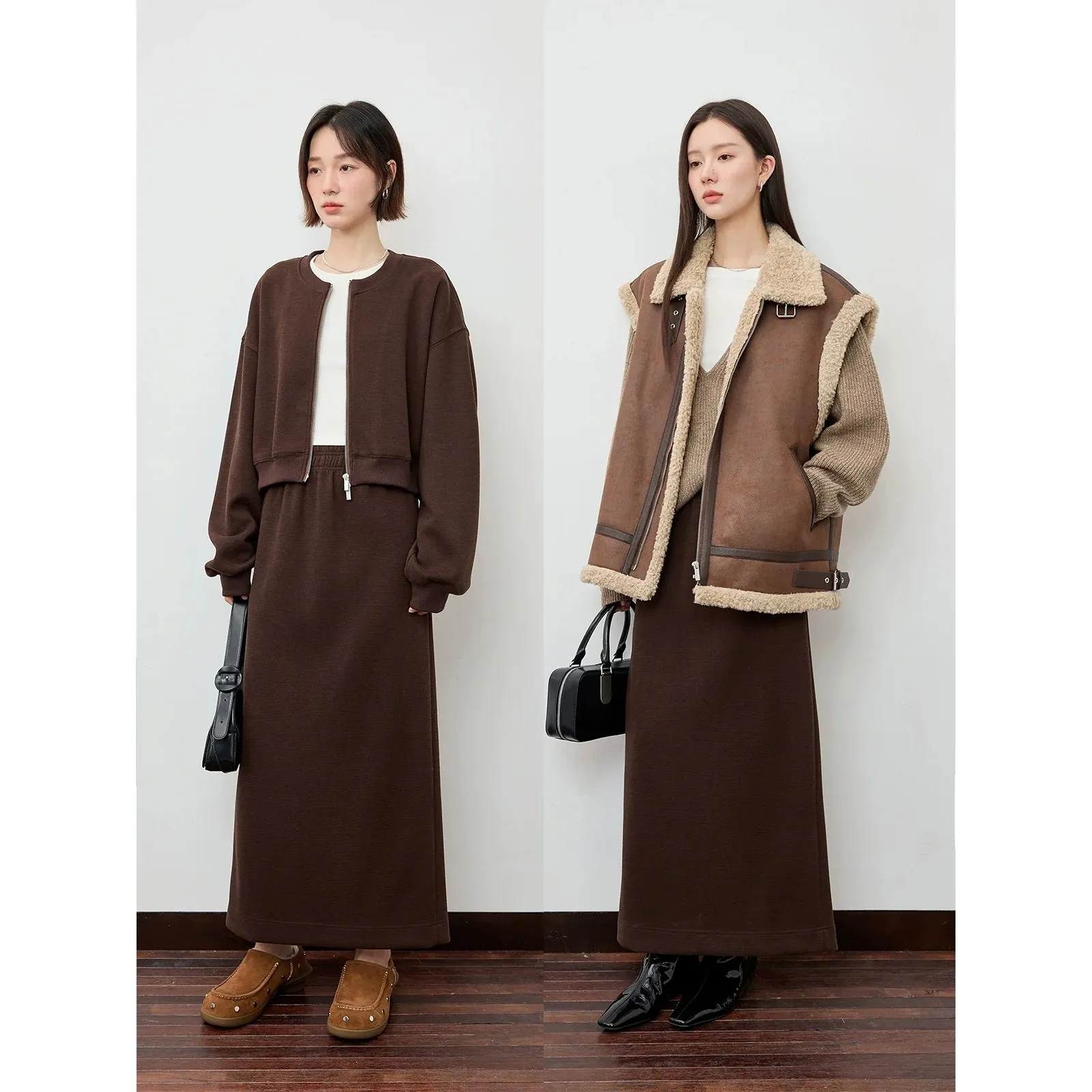 Two-Piece Casual Jacket and Skirt