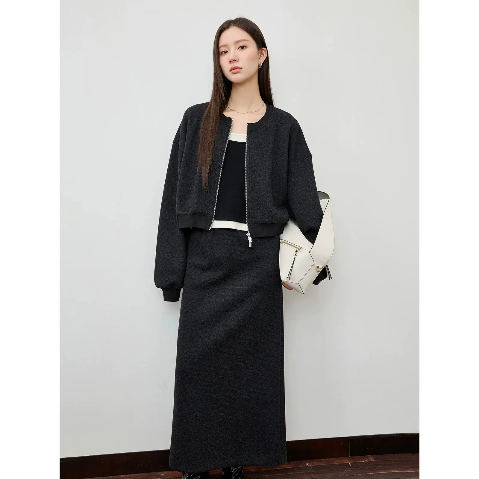 Two-Piece Casual Jacket and Skirt