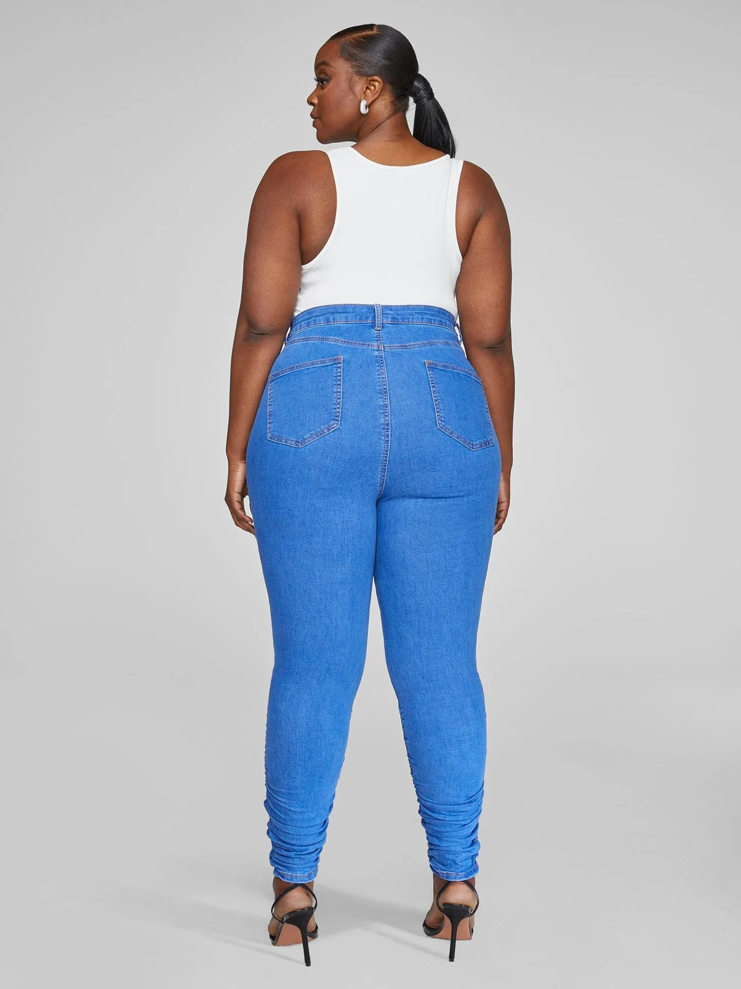 Ultra High Rise Skinny Jeans with Ruching Detail