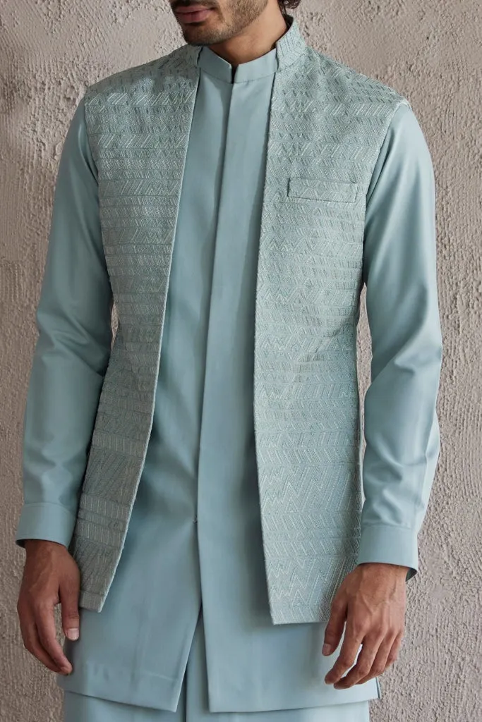 Venice Sea Green Nehru Jacket
