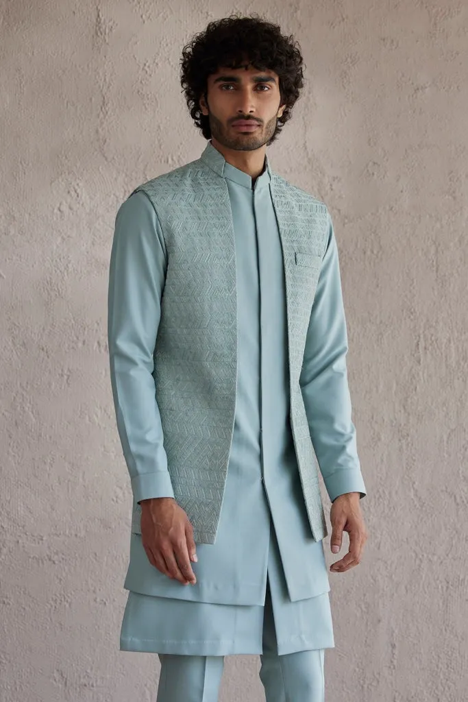 Venice Sea Green Nehru Jacket