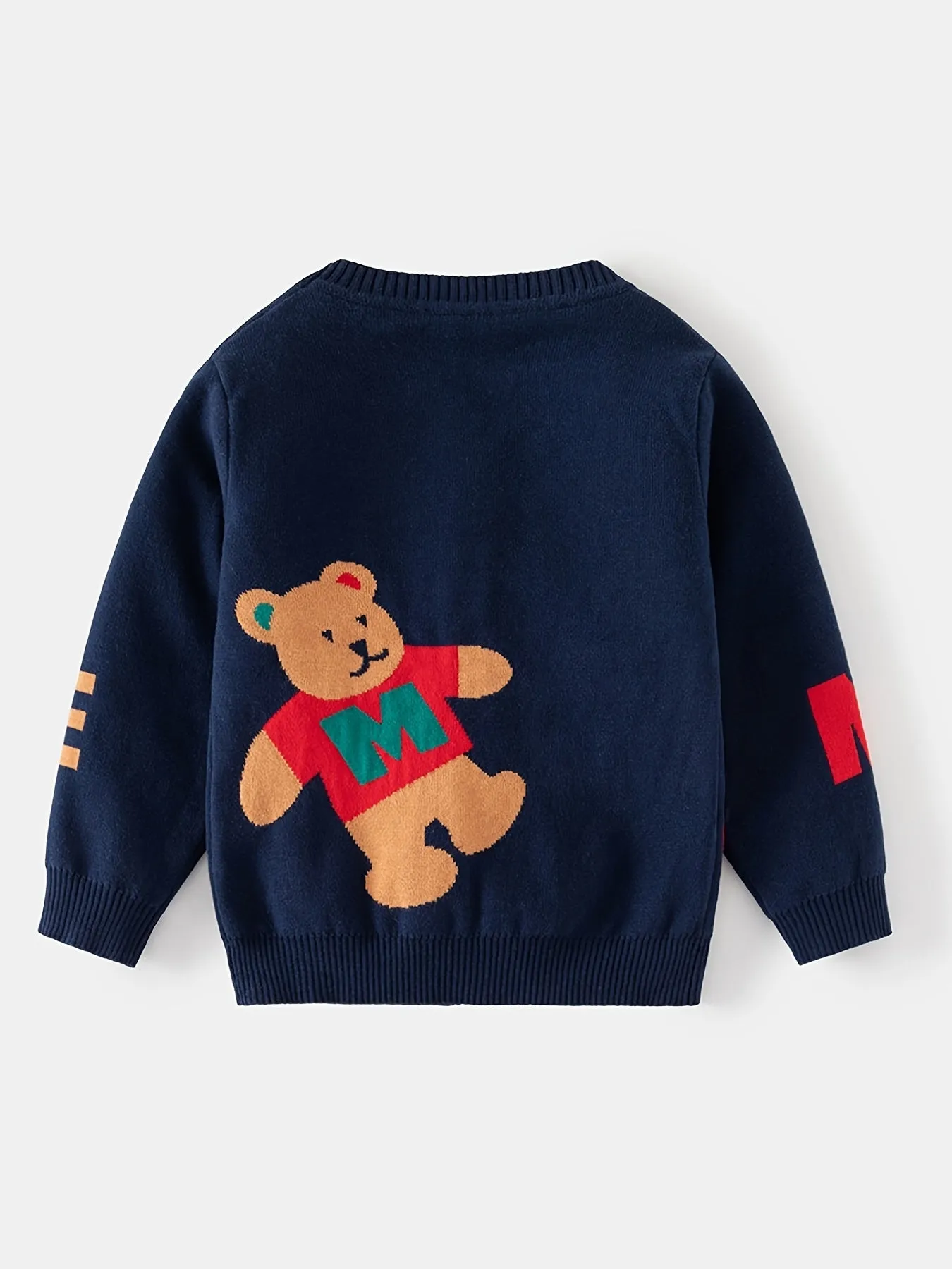 Vibrant Cartoon Character Jacquard Knit Sweater Cardigan - Soft, Cozy, and Classic Button-Front V-Neck Design - Perfect for Little Ones, Ideal for Chilly Fall and Winter Days