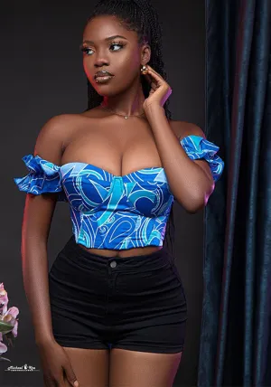 Vibrant Off-Shoulder Tie-Dye Crop Top with Ruffle Sleeves