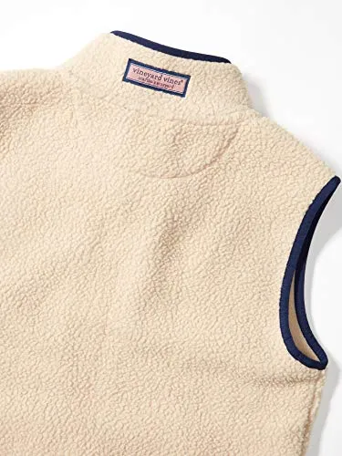 vineyard vines Boy's Sherpa Fleece Vest, Camel, Large, 3O001049