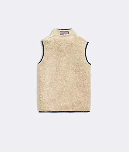 vineyard vines Boy's Sherpa Fleece Vest, Camel, Large, 3O001049