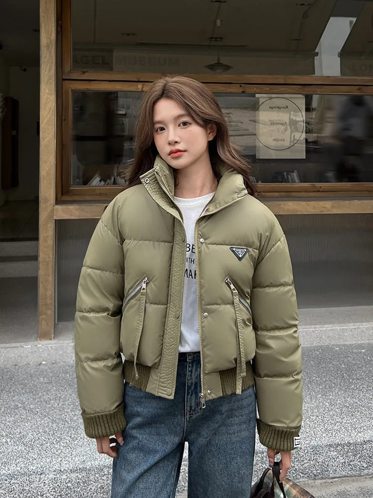 Vintage-Inspired Stain-Resistant Puffer Jacket for Women