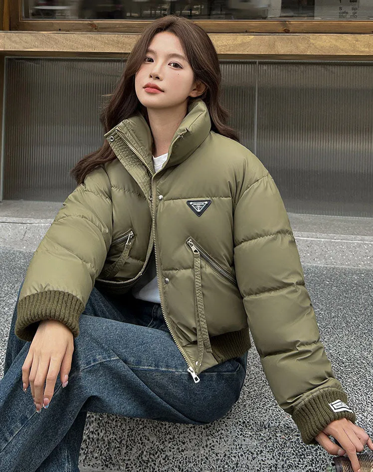Vintage-Inspired Stain-Resistant Puffer Jacket for Women