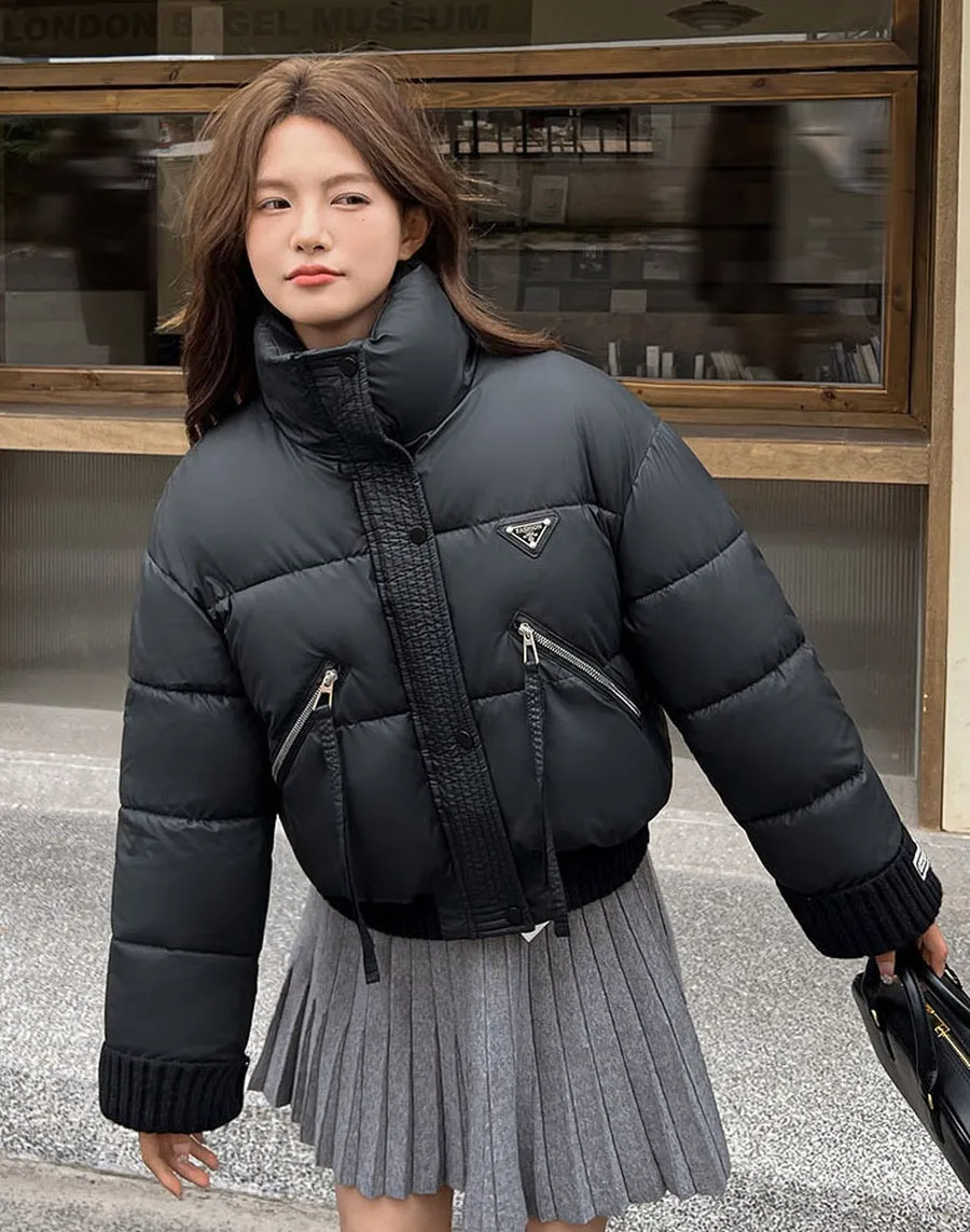 Vintage-Inspired Stain-Resistant Puffer Jacket for Women