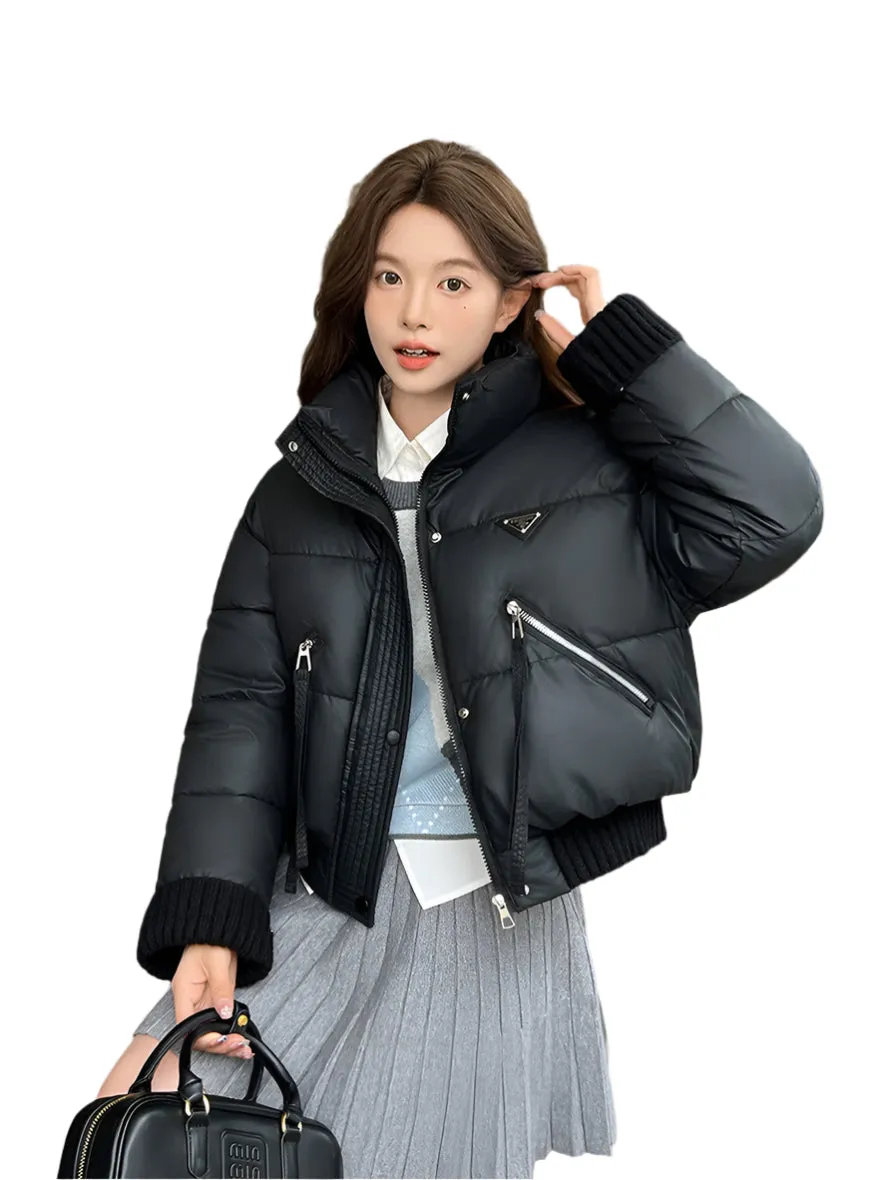 Vintage-Inspired Stain-Resistant Puffer Jacket for Women