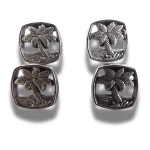 Vintage metal palm tree buttons – For sewing and Decorating, Set of 4, 15 mm